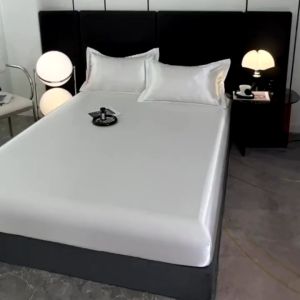 Silk Fitted Sheet Topper Mattress Protector Premium Cadar Single Queen King Fitted Flower Mattress Cover