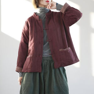 เสื้อแจ็คเก็ตผ้าฝ้ายสไตล์จีน ทรงหลวม แขนยาว ปกติ ไม่มีฮู้ด ปกติ กระดุมเดียว สีสันสดใส เสื้อผ้าทำงาน ฤดูใบไม้ร่วง 2025