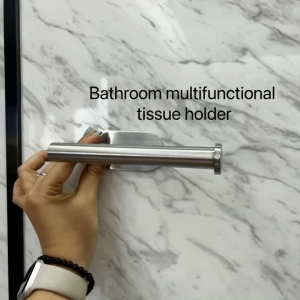 Stainless Steel Toilet Paper Holder Self Adhesive No Drill Wall Mounted Bathroom Tissue Roll Holder - Hodeso