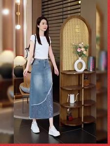 XIANGHOUMINCHU | Blue Tencel Denim A-line Midi Skirt