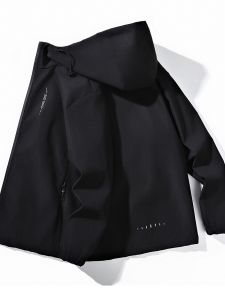 เสื้อแจ็คเก็ตมีฮู้ดแบบหลวมๆ สำหรับผู้ชาย ทรงหลวมๆ แฟชั่นฤดูใบไม้ผลิและฤดูใบไม้ร่วง เสื้อคลุมกันหนาวแบบบางๆ สำหรับผู้ชาย เสื้อคลุมกันหนาวแบบลำลอง