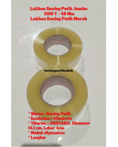 Lakban Bening Putih 2”Inch (48mm X 500 Yard) Lakban Opp / Isolasi Opp Bening Putih