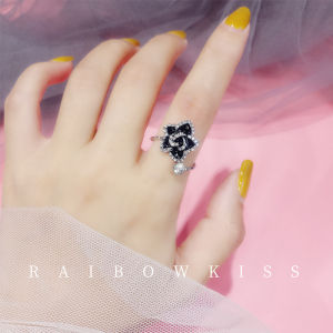 Fresh Flower Butterfly Ring for Women Unique Design Adjustable Open Ring Fashionable Personality Index Finger Ring