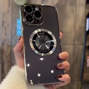 MagSafe เคสโทรศัพท์ชาร์จ ไร้สายสุดหรู iPhone 15-15Pro-15Plus-15ProMAX 11-12-13-14 Pro Max PLUS X-XR-XS ผู้ชาย กระแทก แบบเคลือบอิเล็กทรัพย์นูม่านุเลือม