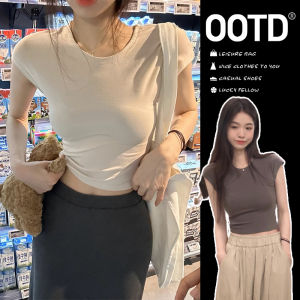 Grey Short Sleeve T-Shirt Women Summer New Style Belly Button Show Slim Fit Compact Size Short Length round Neck Top