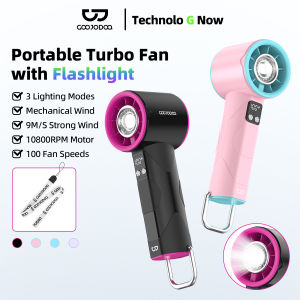 GOOJODOQ GFS002 Mini Fan 4000mAh High-speed Fan 100 Gear Wind with Flashlight Digital Display Adjustable Turbo Handheld Fan
