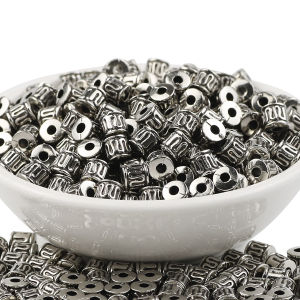 200PCS CCB Ancient Silver Plated Beads Through Hole Loose Beads For Jewelry Making Bracelets Necklaces DIY Accessories Supplies