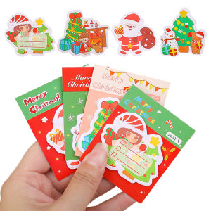 กระดาษโน๊ตติดกาวลายการ์ตูนคริสต์มาสกระดาษโน้ตเมอร์รี่คริสต์มาสข้อความบันทึกออฟฟิศโน๊ตบุ๊คโรงเรียนเครื่องเขียนของขวัญสำหรับเด็ก