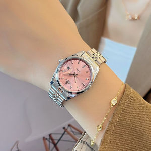 Ladies Waterproof Small Pink Dial Watch Student High Aesthetic Value New 2024 Style Fashion Quartz Movement Stainless Steel Band
