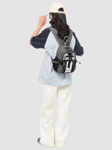 Fashionable Outdoor Lightweight Backpack Casual Versatile Youth Double Shoulder Bag Soft Handle Zipper Closure Polyester Lining