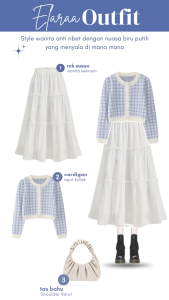 3 IN 1 MURAH - One Set Wanita Kekinian Rok Susun + Cardigan Rajut Trending + Tas Shoulder Kerut 01A