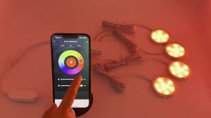 Tuya Zigbee DC12V RGB LED Under Cabinet Light Dimmable Puck Light Voice Control Festival Wardrobe Bedroom Kitchen Alexa Google