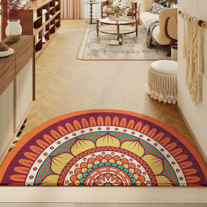 Home Half Round Door Mat Bohemian Style Welcome Mat Non-Slip Entryway Rug Resist Dirt Indoor and Outdoor Entrance Rug Living Room Bedroom Entrance Mat Morocco Mystic Mandala Style Carpet Washable Floor Mat Doormat
