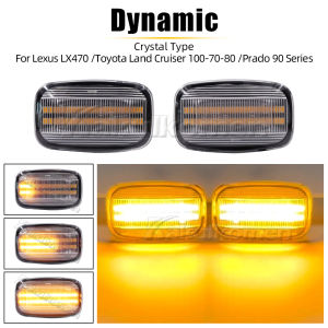 2 Pieces for Toyota Land Cruiser Landcruiser 70 80 100 Series Dynamic LED Side Marker Fender Lights Flowing Turn Signal Light