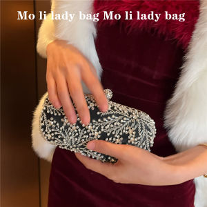 Moli Diamond Evening Bag Dress Matching Black Clutch Women Pearl Rhinestone Tote Socialite Clutch Bag