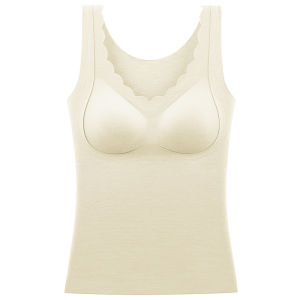 miiow | Warm Thermal Silk Wool Women Vest Seamless Heating Autumn Underwear Base Layer Inner Wear V-neck Thickened Polyester Spandex