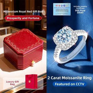 East Beauty | 999 Silver 2 Ct Moissanite Necklace Earring Ring Set