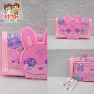 Dompet Rabbit Pink / Dompet Lipat Anak Perempuan Girl / Dompet Anak Lipat 2 Bunny Pink