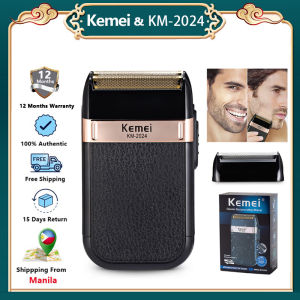 Kemei KM-2024 Portable Electric Razor Shaver For Men Rechargeable Low Noise Twin Blade Reciprocating Cordless USB Razor
