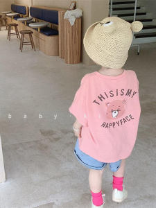 Áo Thun Tay Ngắn Trẻ Em Mùa Hè Phong Cách Mới Rộng Rãi Thoải Mái Cotton Hoạt Hình in Họa Tiết Thời Trang Cho Bé Trai