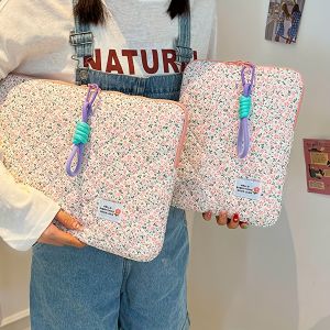 Floral Laptop Sleeve With Multi-Pocket Storage Polyester Zippered Case For IPad/MacBook –Lightweight Carry Bag