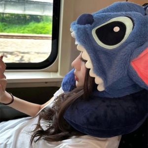 Travel Neck Pillow U-Shaped Sleep Aid Hat Included Womens Style Cotton Filled Portable Pillow for Naps And Airplane Trips