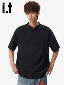 izzue | Henley Neck Broad Shoulder T-shirt