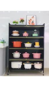 🔥Ready Stock 🔥Kitchen cabinet Multifunction Dust-Proof Kitchen Cabinet Rack Microwave Oven Cabinet Kitchen Storage Racks Shelf With Doors 廚房置物架