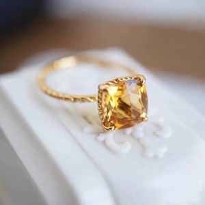 Prosperity Bringing Yellow Crystal 18K Gold Plated Braid Ring
