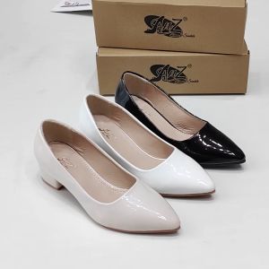 [FA] summer fashion 1 inch pointed toe glossy leather  high heels womens shoes