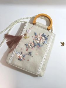Embroidered Bamboo Knot Handbag Cheongsam Style Chinese Element Womens Tote Bag Artistic Fringe National Trend Versatile Bag
