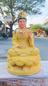 Tượng Đại Thế Chí Bồ Tát Bằng Đá Việt Nam Cao Cấp cao 30cm — Vàng Thạch Anh