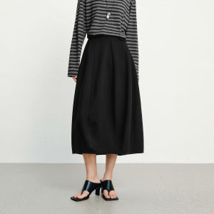 PEACEBIRD | French Style High Waist Wide A-Line Skirt