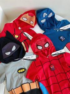 Cartoon Flashing Light Short Sleeve Hoodie T-Shirt for Boys Baby Summer Fashionable Top Cotton Material round Neck Design