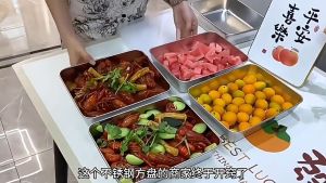 Food Storage Plates Dish Cake Buffet Organizer Stainless Steel Serving Tray With Lid Rectangle Kitchen Container Box
