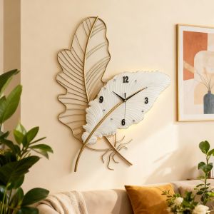 💥Dream Best🔥 Nordic Feather Shaped Wall Clock Living Room Bedroom Background Wall Decoration Silent Wall Clock 55*78cm