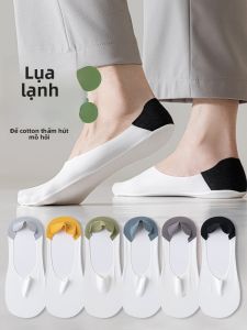 JINGCHI | Tất thuyền mỏng mùa hè bằng cotton thấm hút mồ hôi chống trượt cho nam Tất thuyền mỏng bằng lụa băng vô hình chống mùi