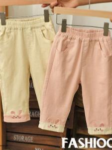 Spring Autumn Childrens Girls Casual Pants Outdoor Wear Fashionable Little Girl Straight Leg Soft Comfortable Natural Waist