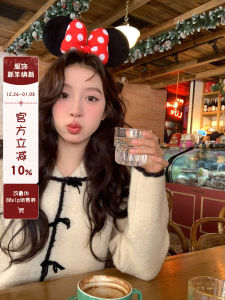 Áo Khoác Len Cổ Bẻ Nơ Màu Tương Phản Sinbounboun Phong Cách Công Chúa Ngọt Ngào Cho Nữ Mùa Thu Đông Đa Năng