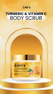 LINA’S Turmeric & Vitamin C Body Scrub – Exfoliating Brightening & Skin Revitalizing