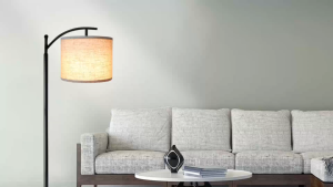 Modern Floor Lamp With 3 Color Temperatures For Multi-Scene Included Black Pole With Grey Lampshade