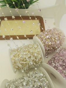 Handmade Pink Butterfly Heart Pearl Necklace Chain DIY Material Silver Gold Color Fashion Jewelry Accessory for Clothing