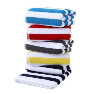 100% Pure Cotton Striped Yarn Dyed Large Bath Beach Towel Super Absorbent Soft Oversized Towel for Adults Outdoor Swimming Pool
