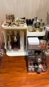 Tặng gương.KÈM GƯƠNG Tủ Đựng Mỹ Phẩm Hộp Mỹ Phẩm Để Bàn Sang Trọng Kệ Mỹ Phẩm Cao Cấp Nhiều Ngăn Chống Bụi