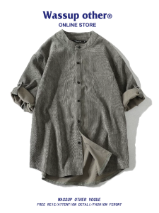 Áo Sơ Mi Tay Ngắn Chất Vải Corduroy Phong Cách Vintage Nhật Bản Mùa Hè Dễ Dàng Thoáng Mát cho Nam