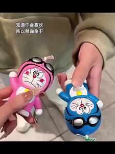Anime Doraemonsas Pressing Face Change Keyring Rotating Bamboo Dragonfly Doll Dingdang Cat Ornament Keychain Birthday Gifts