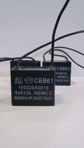 Capasitor 4 UF BL Kapasitor running kotak kabel hitam AC Pompa Kulkas Capacitor 450 Volt 50/60 Hz