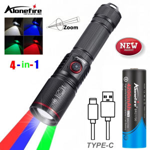 Alonefire SV96-RGB Multifunctional 4 in 1 Zoomable High Power LED Flashlight RGB USB Rechargeable Photography Lighting Torch