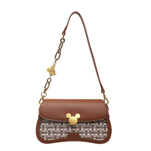 Disney Mickey Peach Shape Shoulder bag Retro with Mickey Mouse Metal Buckle Prefect Gift For Girl Women
