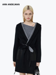 ANN ANDELMAN | Color Block Wool Hooded Trench Coat